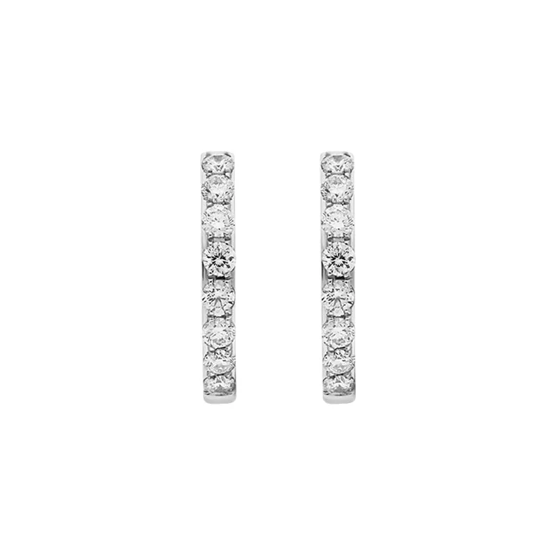 18ct White Gold Diamond 15mm Hoop Earrings
