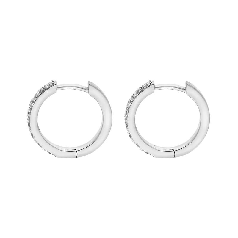 18ct White Gold Diamond 15mm Hoop Earrings