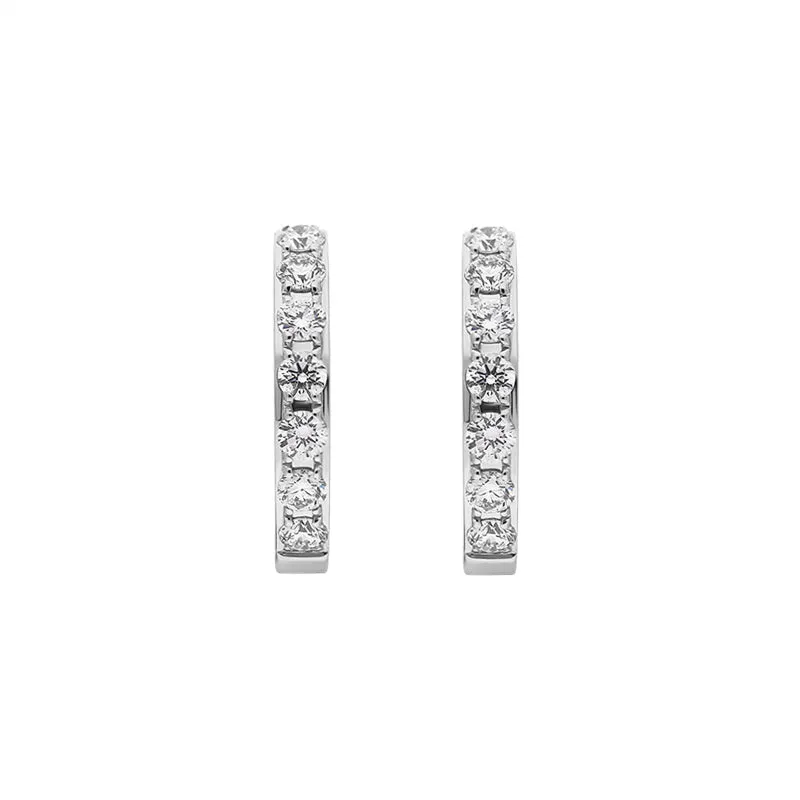 18ct White Gold Diamond 15mm Hoop Earrings