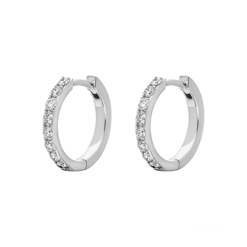 18ct White Gold Diamond 15mm Hoop Earrings