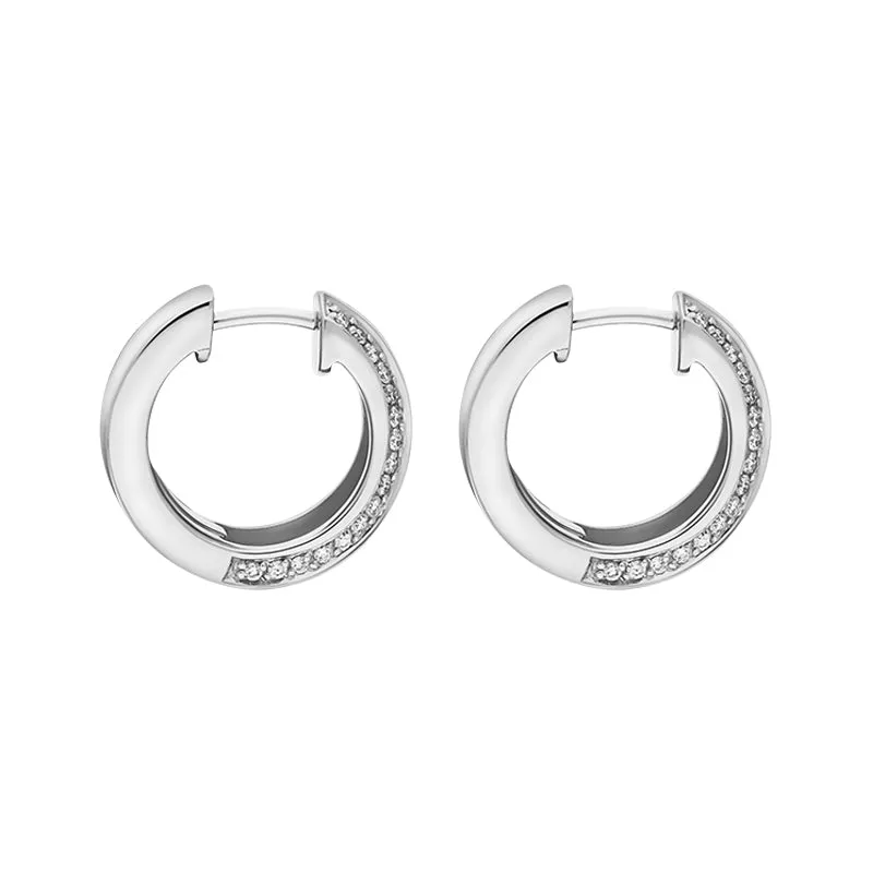 18ct White Gold Diamond 16mm Hoop Earrings