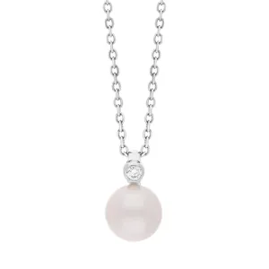 18ct White Gold Diamond Akoya Pearl Necklace