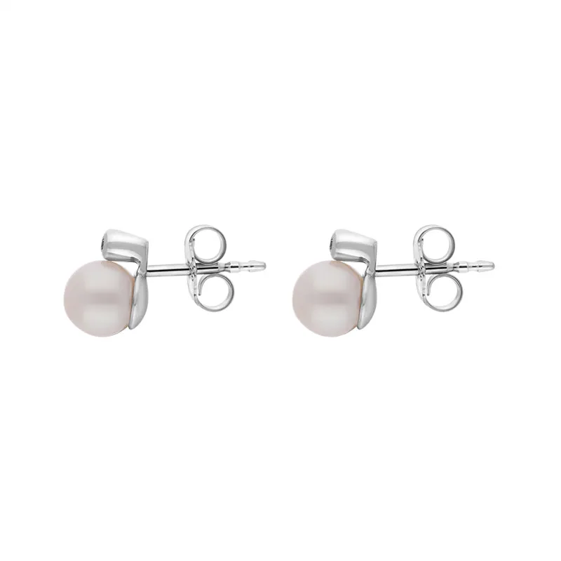 18ct White Gold Diamond Akoya Pearl Stud Earrings