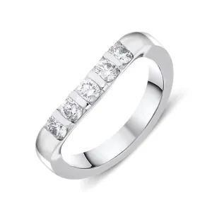 18ct White Gold Diamond Bar Set Wishbone Wedding Ring