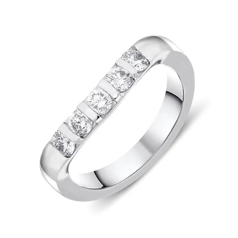 18ct White Gold Diamond Bar Set Wishbone Wedding Ring
