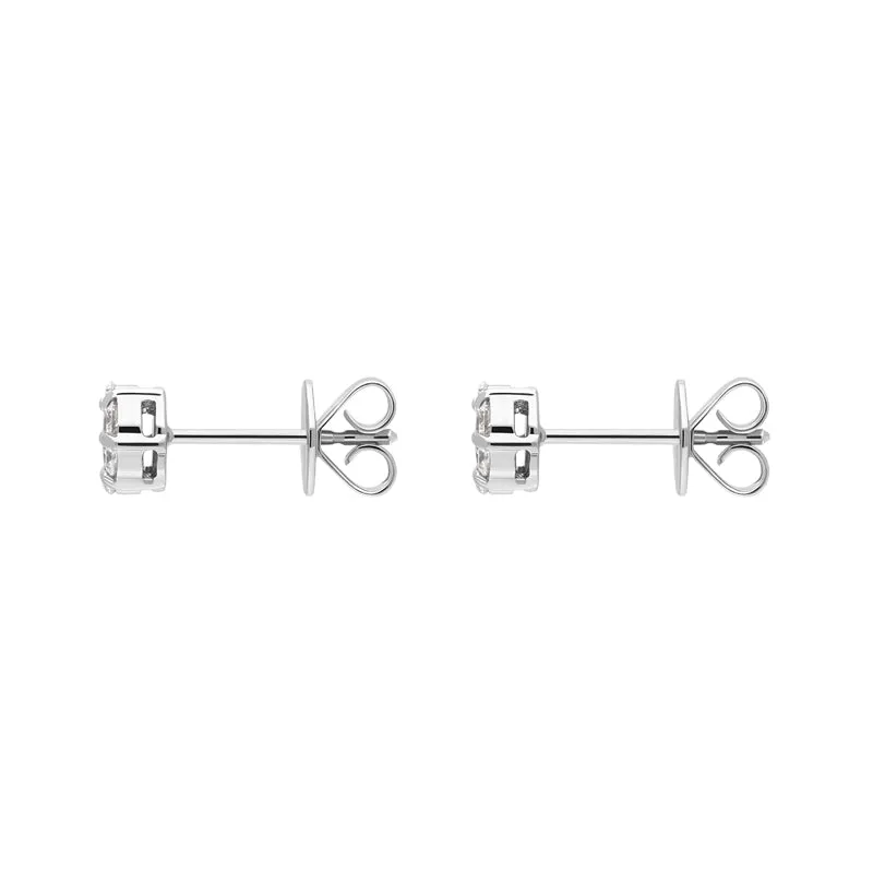 18ct White Gold Diamond Cluster Stud Earrings
