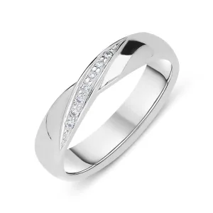 18ct White Gold Diamond Crossover Wedding Ring D