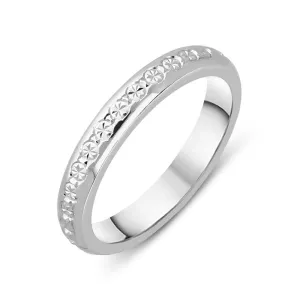 18ct White Gold Diamond Cut D Shaped Wedding Band D