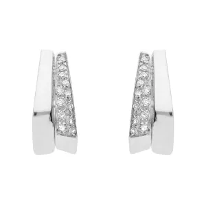 18ct White Gold Diamond Double Hoop Earrings