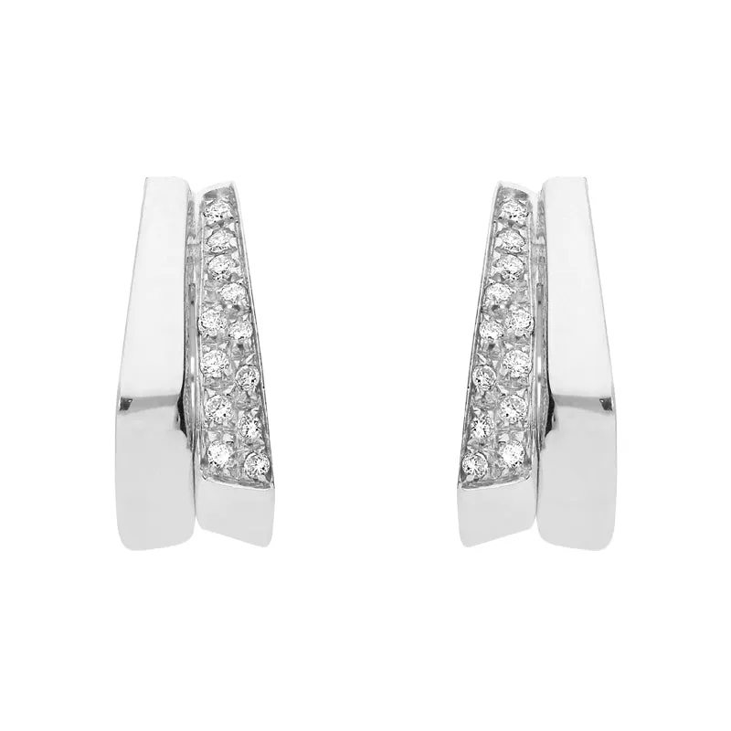18ct White Gold Diamond Double Hoop Earrings
