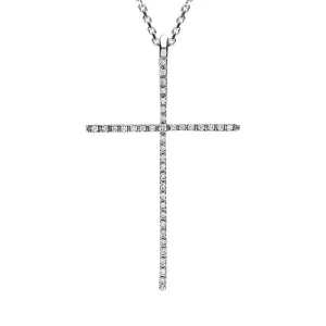 18ct White Gold Diamond Fine Cross Necklace