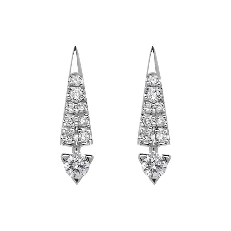 18ct White Gold Diamond Graduated Drop Earrings