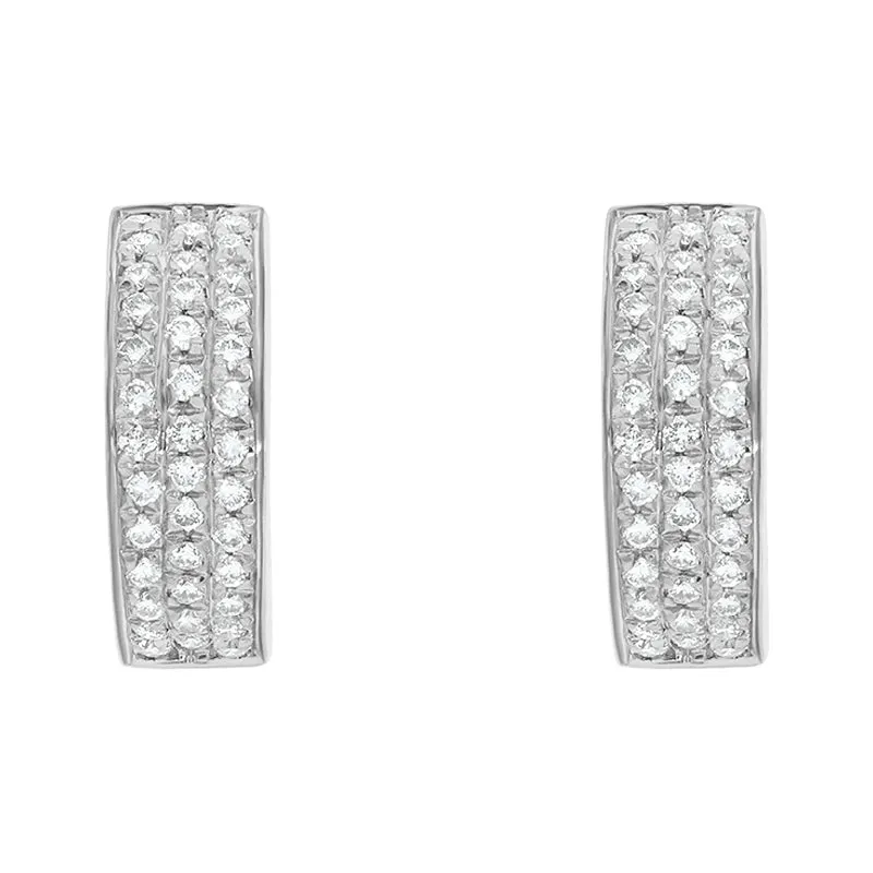 18ct White Gold Diamond Hoop Earrings D