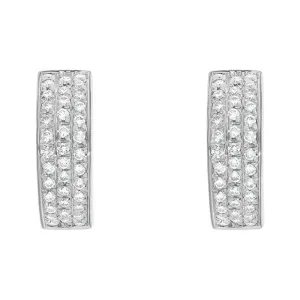 18ct White Gold Diamond Hoop Earrings D
