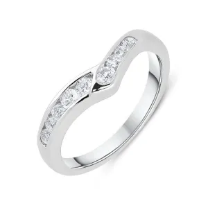 18ct White Gold Diamond Set Wishbone Wedding Ring