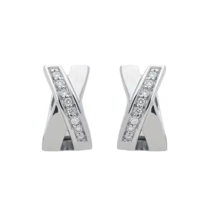 18ct White Gold Diamond Shaped Hoop Earrings
