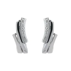 18ct White Gold Diamond Shaped Hoop Earrings