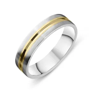18ct White Gold Indented Satin Wedding Ring