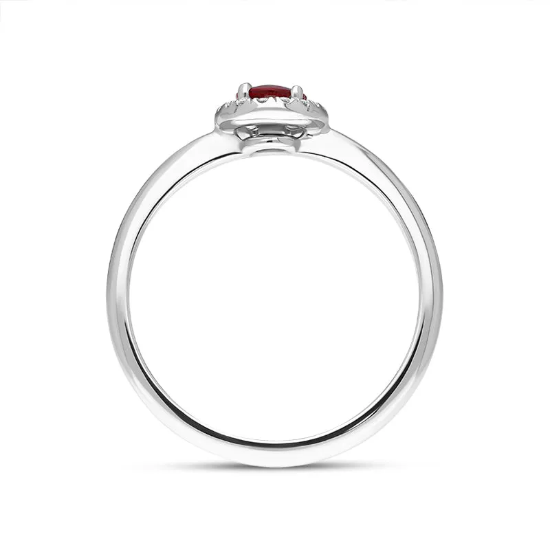 18ct White Gold Ruby Diamond Oval Cluster Ring