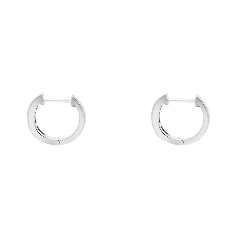 18ct White Gold Sapphire Diamond Princess Cut Hoop Earrings