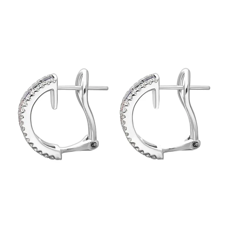 18ct White Gold Sapphire Diamond Princess Cut Multicolour Hoop Earrings