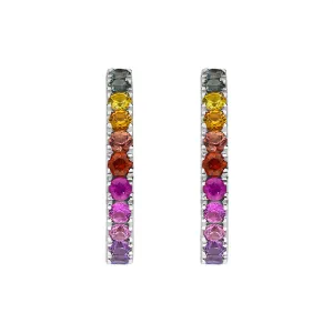 18ct White Gold Sapphire Multicolour Rainbow Hoop Earrings