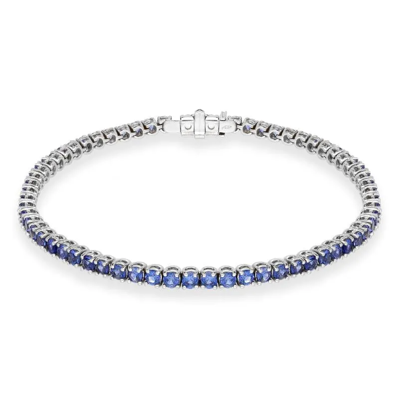 18ct White Gold Sapphire Tennis Bracelet D