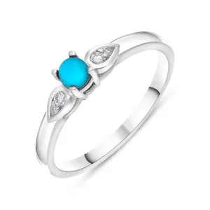 18ct White Gold Turquoise 0.07ct Diamond Shoulder Ring