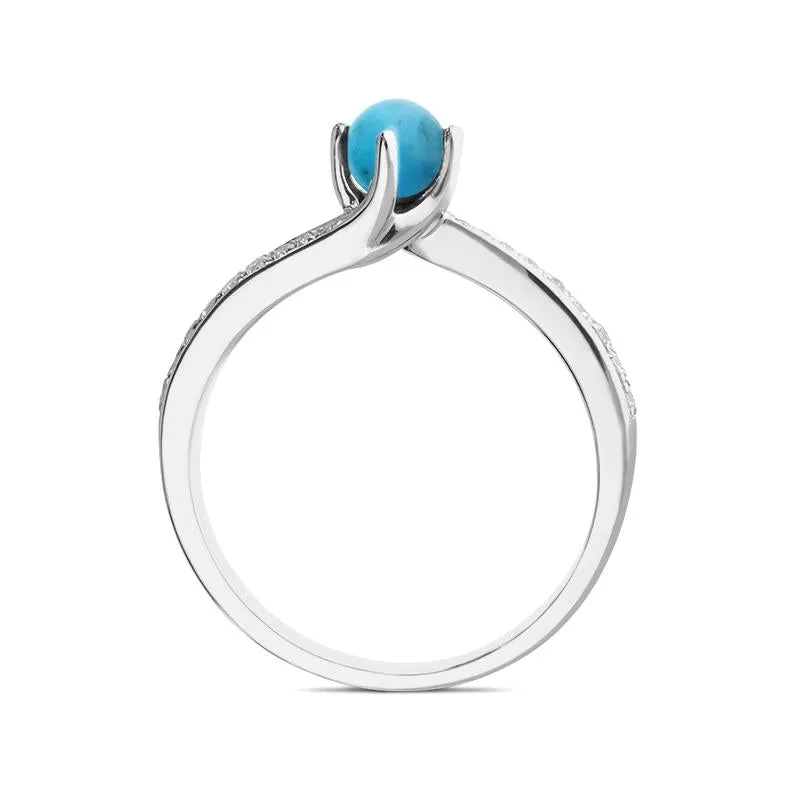 18ct White Gold Turquoise 0.12ct Diamond Twist Ring