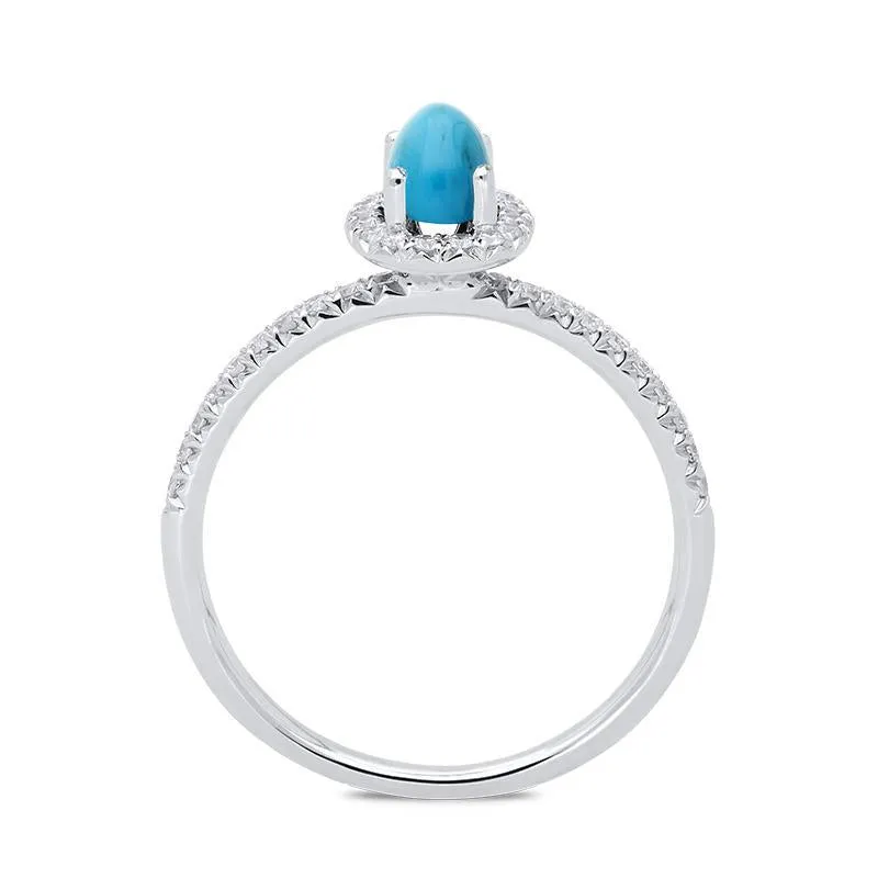 18ct White Gold Turquoise 0.27ct Diamond Halo Ring
