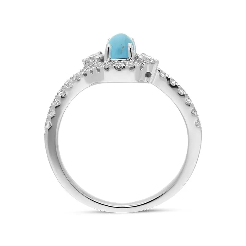 18ct White Gold Turquoise 0.37ct Diamond Halo Ring