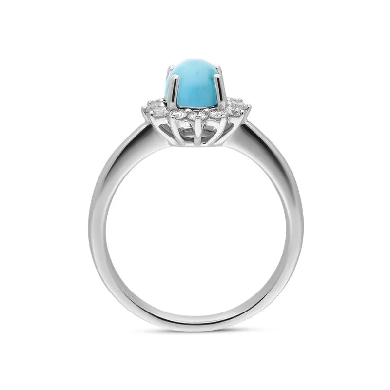 18ct White Gold Turquoise 0.40ct Diamond Flower Ring