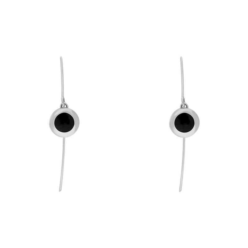 18ct White Gold Whitby Jet Star Disc Drop Earrings