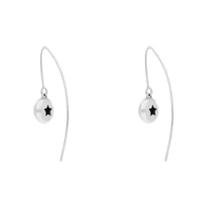 18ct White Gold Whitby Jet Star Disc Drop Earrings