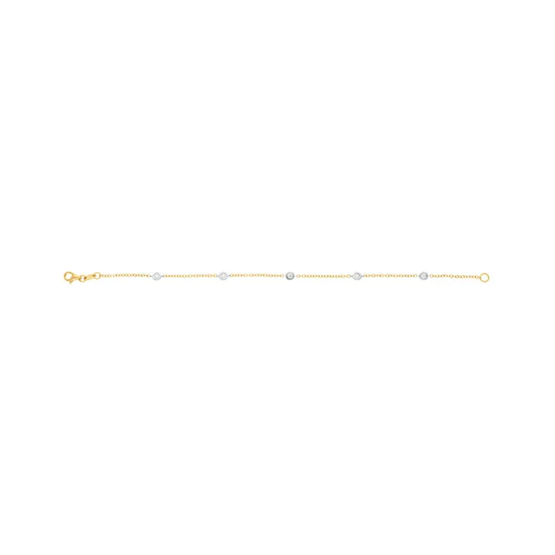 18ct Yellow and White Gold 0.24ct Diamond Chain Link Bracelet