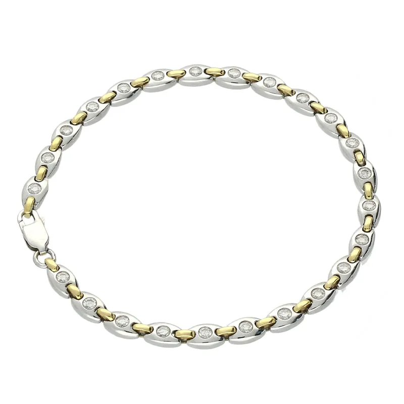 18ct Yellow and White Gold 1.03ct Diamond Bracelet