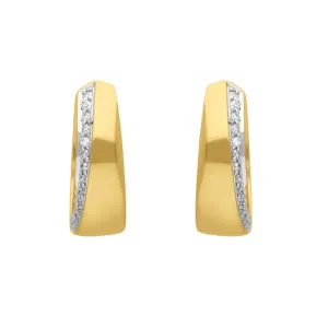 18ct Yellow and White Gold Diamond 16mm Hoop Earrings