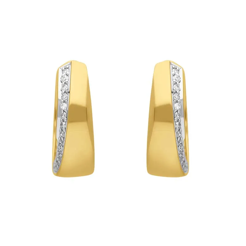 18ct Yellow and White Gold Diamond 16mm Hoop Earrings