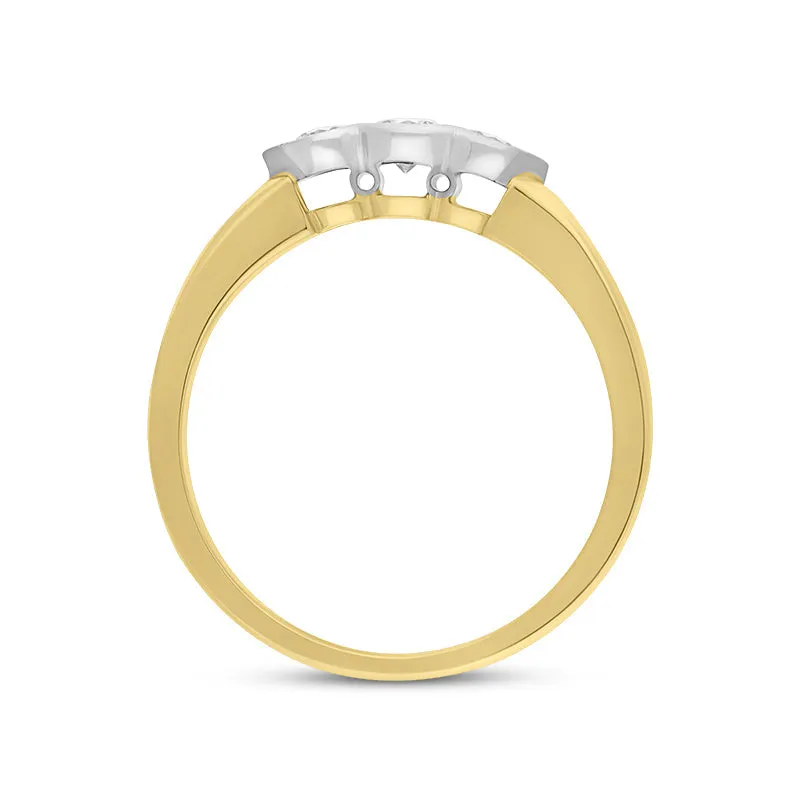 18ct Yellow and White Gold Diamond Three Stone Ring