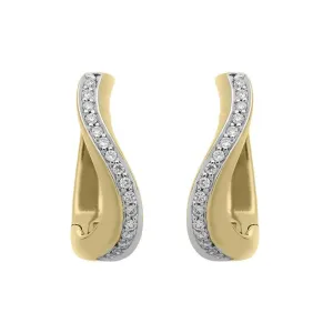 18ct Yellow Gold 0.18ct Diamond Curved Hoop Earrings