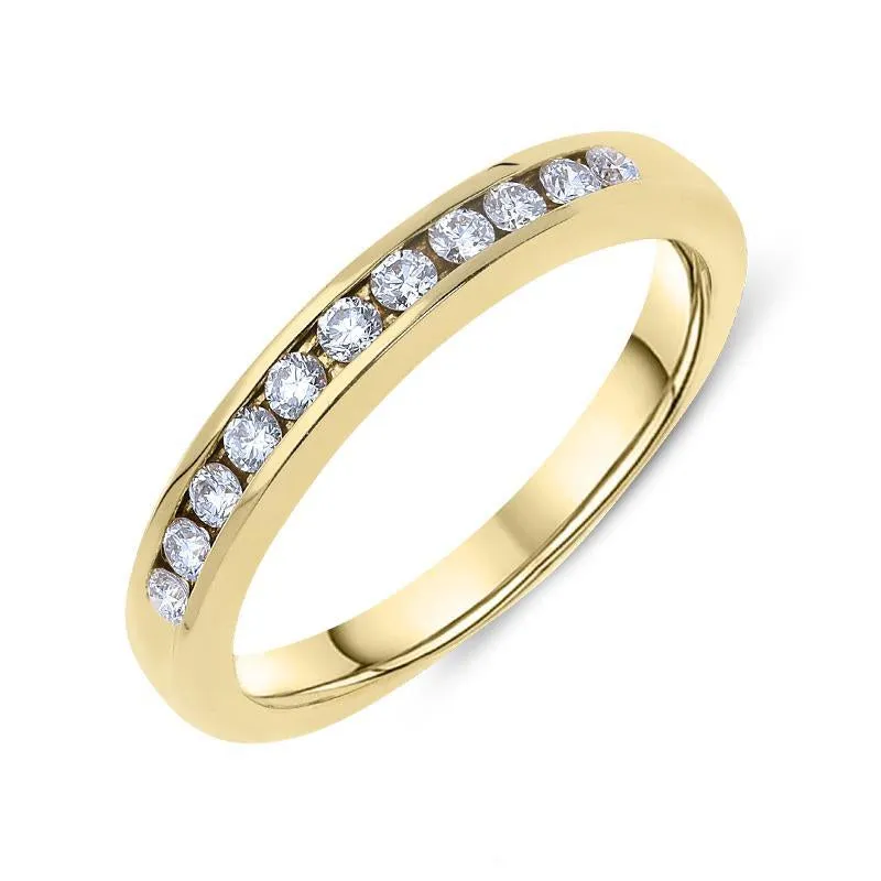 18ct Yellow Gold 0.21ct Diamond Channel Set Half Eternity Ring
