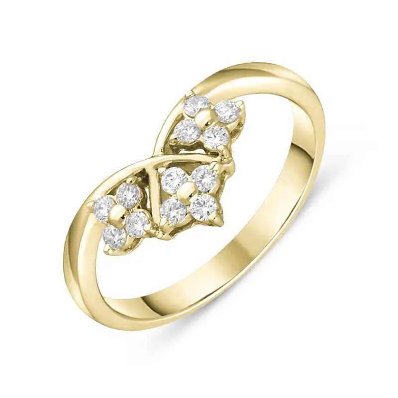 18ct Yellow Gold 0.22ct Diamond Floral Cluster Ring