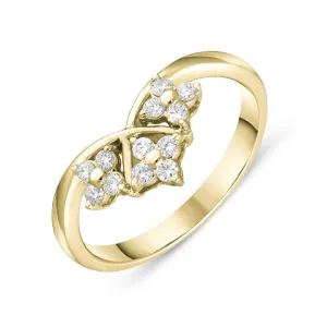 18ct Yellow Gold 0.22ct Diamond Floral Cluster Ring