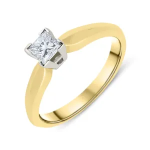18ct Yellow Gold 0.23ct Diamond Princess Cut Solitaire Ring