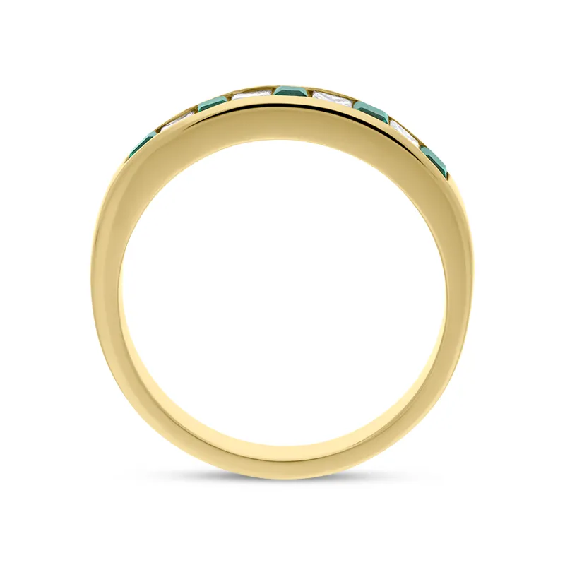 18ct Yellow Gold 0.24ct Emerald Diamond Princess Cut Half Eternity Ring