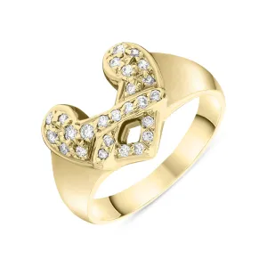 18ct Yellow Gold 0.26ct Diamond Hugging Heart Cluster Ring
