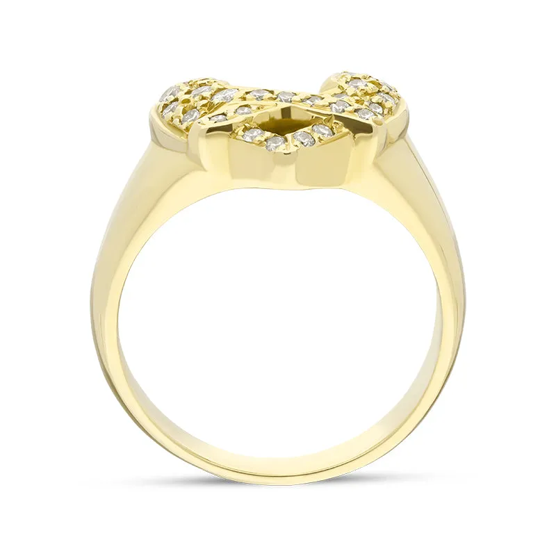 18ct Yellow Gold 0.26ct Diamond Hugging Heart Cluster Ring