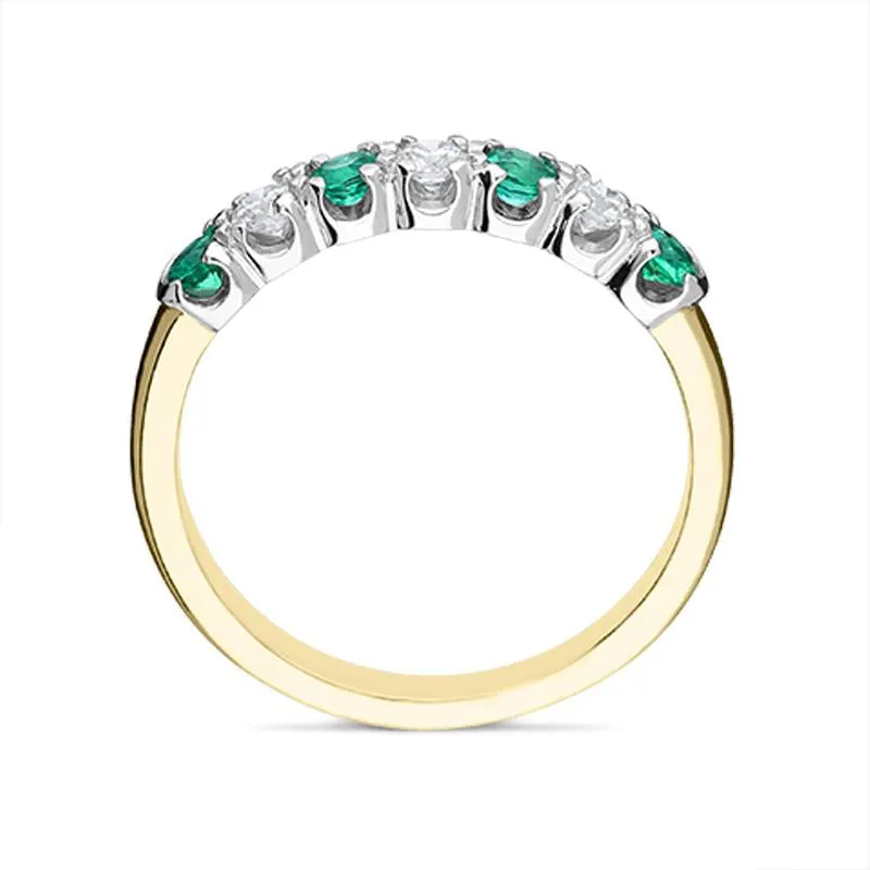 18ct Yellow Gold 0.28ct Emerald Diamond Half Eternity Ring