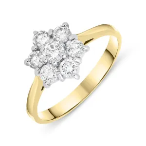 18ct Yellow Gold 0.63ct Diamond Star Cluster Ring