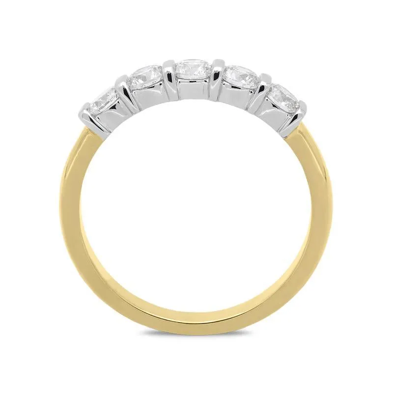 18ct Yellow Gold 0.72ct Diamond Bar Set Wedding Half Eternity Ring